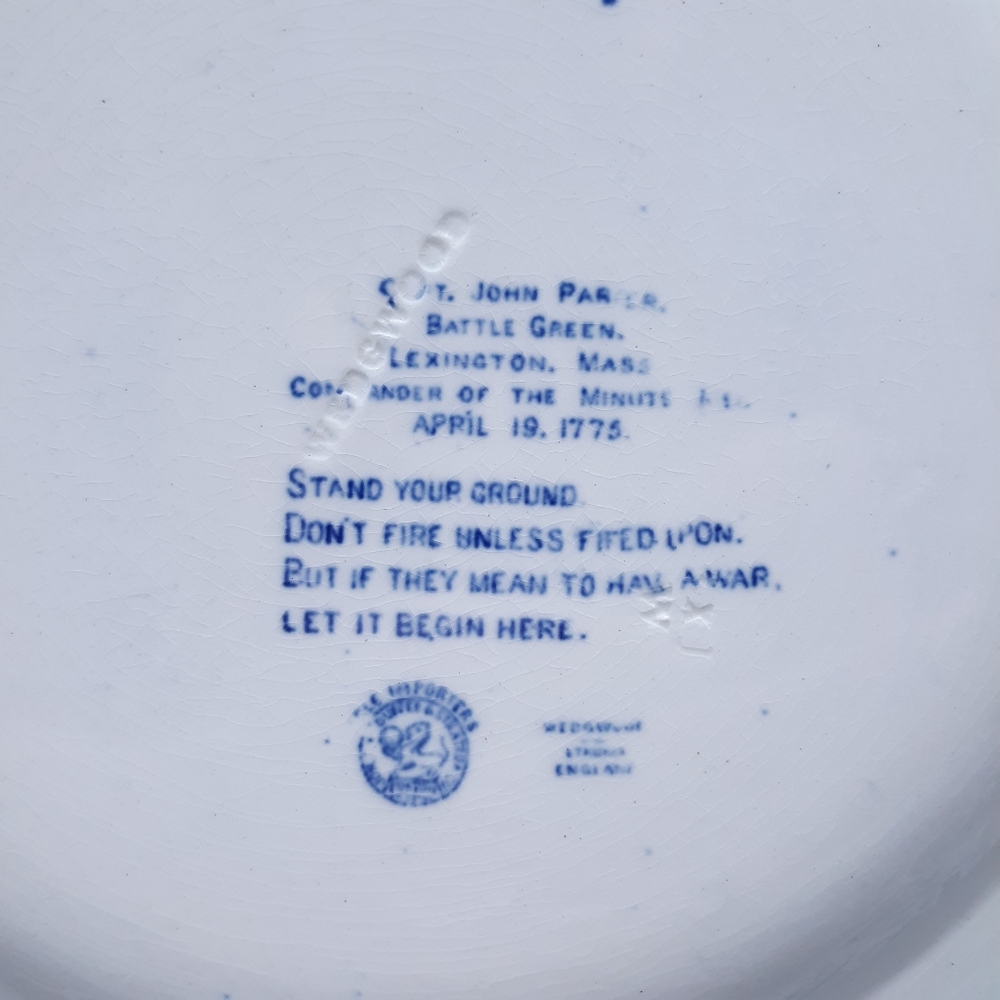 Wedgwood Blue Flow Revolutionary War Transferware Plate John Parker Lexington - Picture 3 of 11